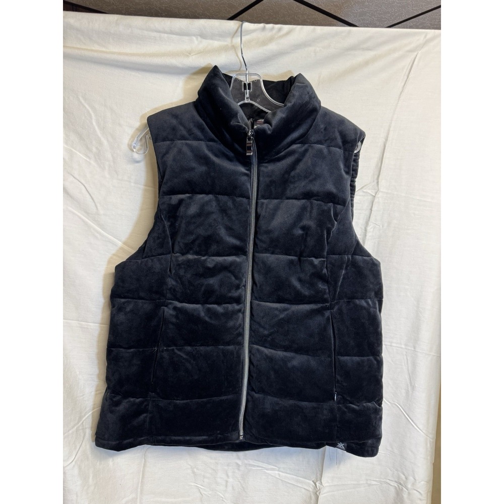 ZeroXposur Vest Womens XL Black Velour Quilted Puffer Full Zip Mock Neck
